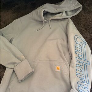 Carhartt Pullover Hoodie with Blue Sleeve Script